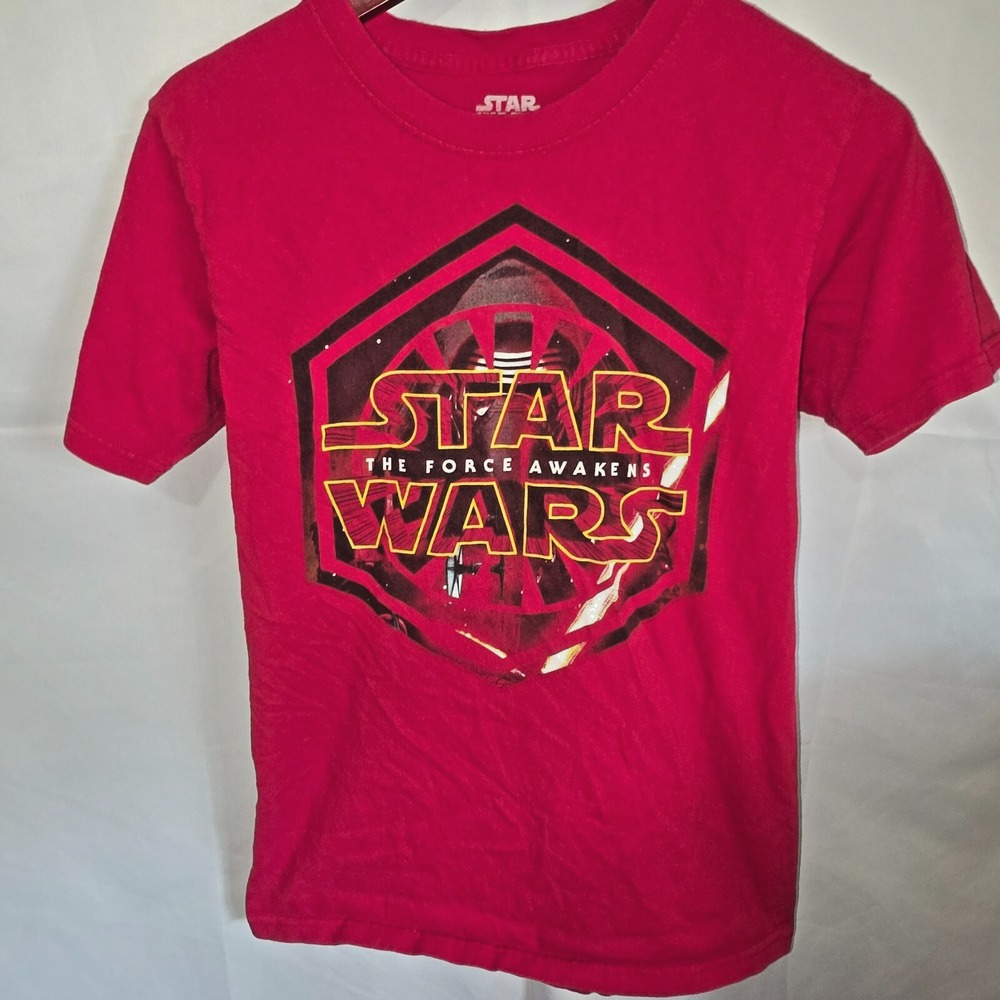 Star Wars The Force Awakens Kids Red T-Shirt Size Small Disney Graphic T
